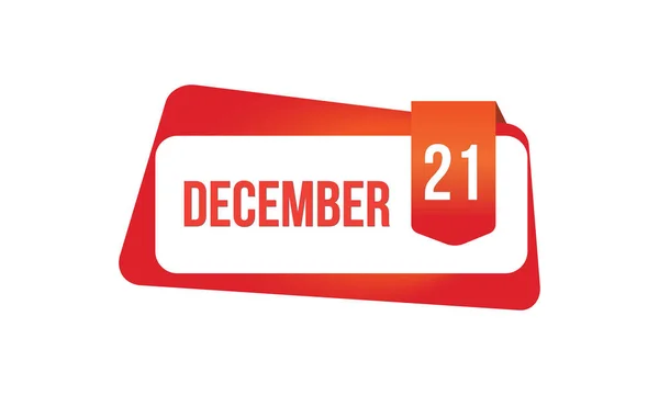 December 21 Daily Calendar date flat design red gradient rectangle style