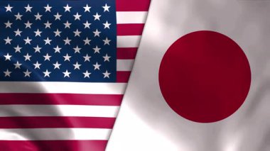 ABD Japonya 'ya Karşı 4K Bayrakları Birlikte Arkaplan Canlandırması