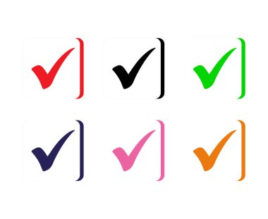 Beyaz arkaplanda izole edilmiş renkli kontrol işaretleri dizaynı