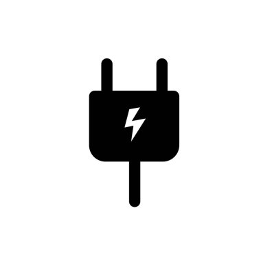 Minimalist cable socket icon widget. Simple and clean filled icon in black. For icon interface, desktop, web and mobile apps. Vector illustration