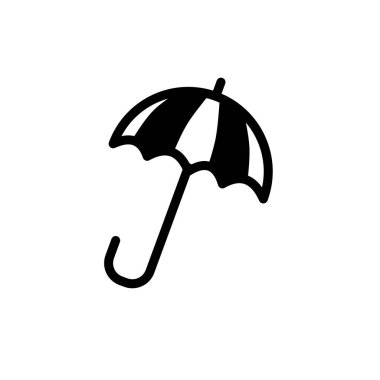 Şemsiye simgesi, imza ve sembol simgesi. Minimalist vektör çizgisi sanatı. El çizimi illüstrasyon, simge arayüzü, afiş, düzen, sosyal medya iletisi, broşür ve mobil uygulamalar için.