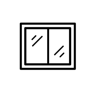 Pencere simgesi, imza ve sembol simgesi. Minimalist vektör çizgisi sanatı. Simge arayüzü, afiş, düzen, sosyal medya postası, broşür ve mobil uygulamalar için elle çizilmiş resimleme.