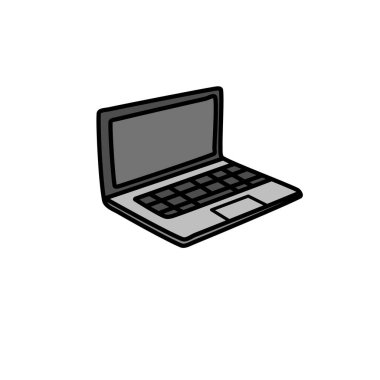 Laptop ikon karikatür vektörü. Teknik ve iş. Aygıt sembolü simgesi, beyaz ve gri renk