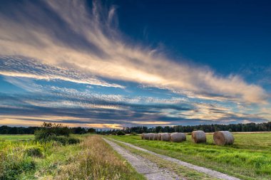 Güzel gün batımı manzarası, Baltık 'a yakın, Slowin.