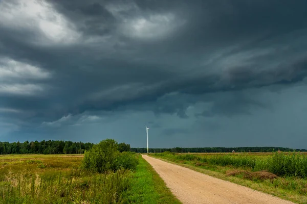 Dramática Vista Una Nube Estante Sobre Campo Nube Horizontal — Foto de Stock