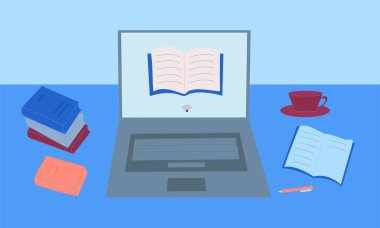 Uzaktan öğrenme Illustation Vektör Düzlüğü