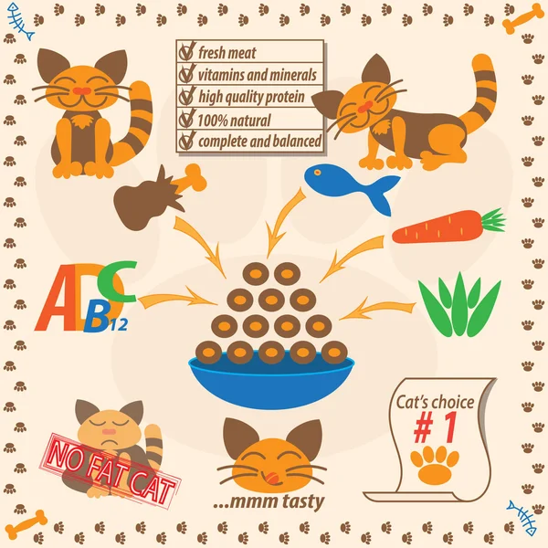 Infográfico de alimentos para gatos — Vetor de Stock