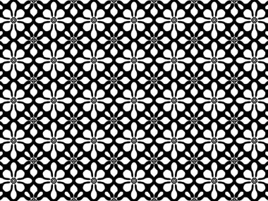 Siyah beyaz desenli kusursuz soyut çiçek deseni..