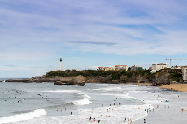Biarritz France Octobre 2020 Nombreux Surfeurs Profitent Des Vagues Sur — Photo