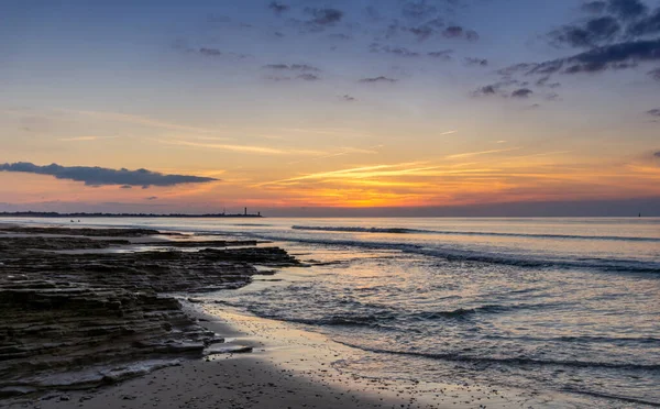 Bel Tramonto Sulla Costa Atlantica Della Francia Sull Ile Con — Foto Stock