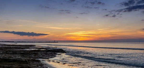 Ein Schöner Sonnenuntergang Der Französischen Atlantikküste Auf Der Ile Mit — Stockfoto
