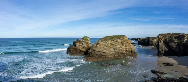 Uitzicht Kust Stranden Buurt Van Playa Catedrales Galicië — Stockfoto