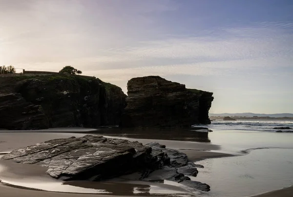 Kilátás Tengerre Strandok Közelében Playa Catedrales Galíciában — Stock Fotó