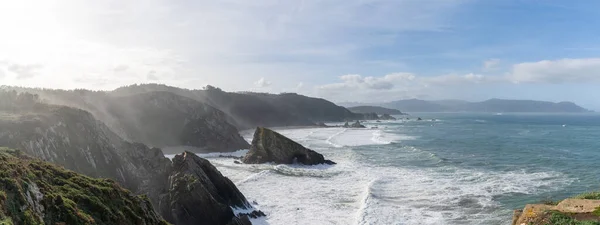 Vue Panoramique Sur Côte Galicienne Sauvage Les Falaises Loiba — Photo