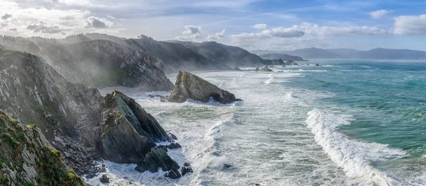Vue Panoramique Sur Côte Galicienne Sauvage Les Falaises Loiba — Photo