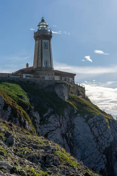 Vue Sur Phare San Juan Nieva Près Aviles Dans Les — Photo