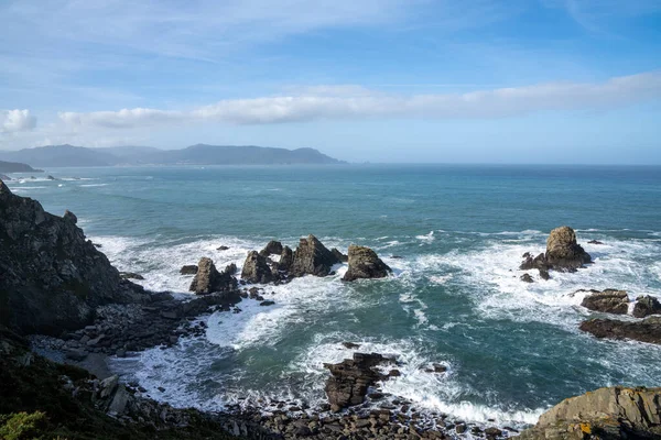 Vue Panoramique Sur Côte Galicienne Sauvage Les Falaises Loiba — Photo