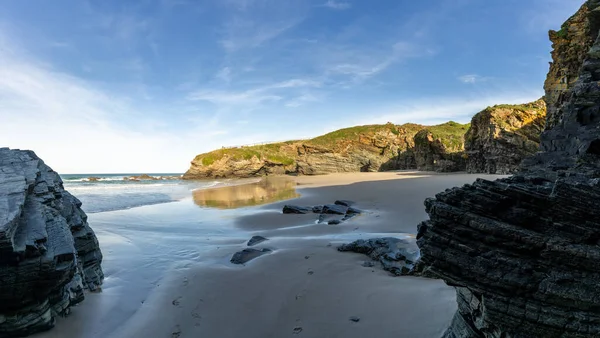 Uma Vista Costa Praias Perto Playa Catedrales Galiza — Fotografia de Stock