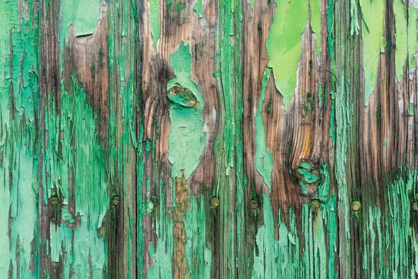 Fondo Horizontal Abstracto Vieja Puerta Madera Con Pintura Verde Peeling — Foto de Stock