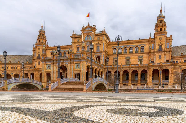 Blick Auf Die Plaza Espana Parque Maria Luisa Sevilla Andalusien — Stockfoto