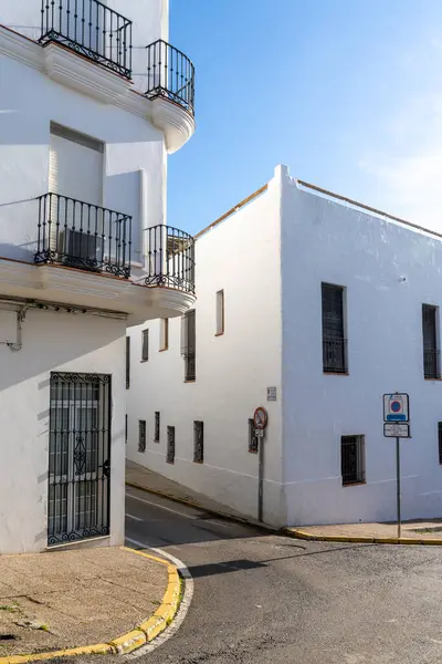 Conil Frontera Spain January 2021 Detail Traditional Whitewashed Houses Pueblos — стоковое фото