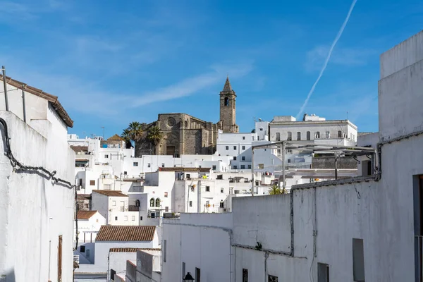 Vejer Frontera Hiszpania Stycznia 2021 Historyczne Centrum Miasta Kościół Iglesia — Zdjęcie stockowe