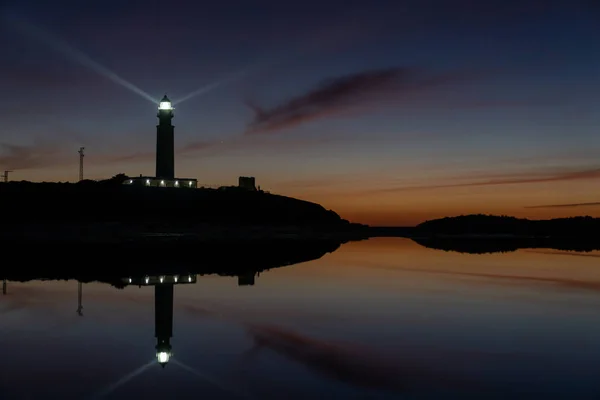 View Cape Trafalgar Lighthouse Signal Light Sunset Colorful Evening Sky — Stock Photo, Image