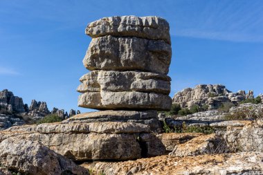 Endülüs 'teki El Torcal Doğa Koruma Alanı. Garip karst kaya oluşumları.