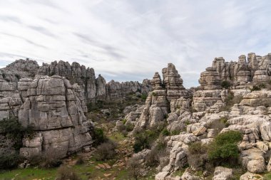 Endülüs 'teki El Torcal Doğa Koruma Alanı. Garip karst kaya oluşumları.