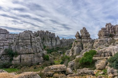 Endülüs 'teki El Torcal Doğa Koruma Alanı. Garip karst kaya oluşumları.