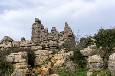 Endülüs 'teki El Torcal Doğa Koruma Alanı. Garip karst kaya oluşumları.