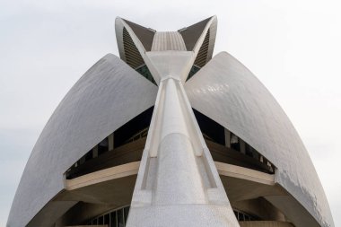 Valencia, İspanya - 3 Mart 2021: Valensiya Sanat ve Bilim Şehri 'ndeki opera binasının soyut görüntüsü