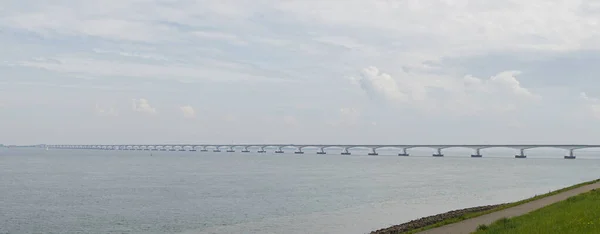 Panoramautsikt Över Zeelandbron Och Östra Scheidt Mynningen Zeeland Sydvästra Nederländerna — Stockfoto