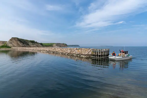 Ejerslev Lyng Denmark June 2021 Small Fishing Boat Enter Harbour — 图库照片