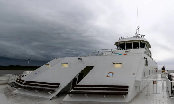 Cuxhaven Germany May 2021 View Captain Cockpit Ferry Elbe River — Stock Photo, Image