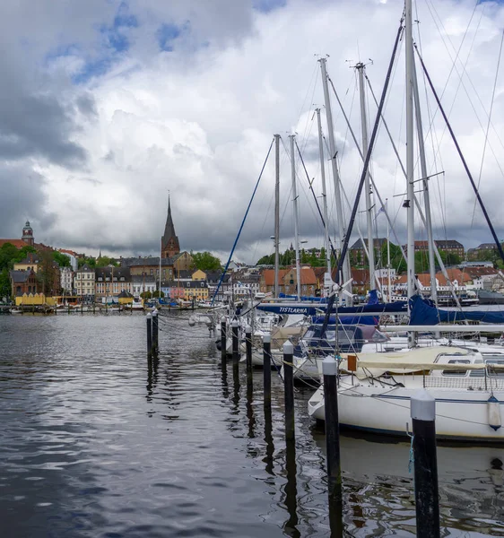 Flensburg Germania Maggio 2021 Vista Quadrata Del Porto Turistico Nella — Foto Stock