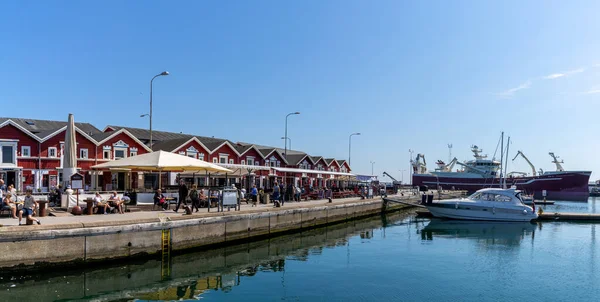 Skagen Dinamarca Junho 2021 Restaurantes Frutos Mar Marina Porto Skagen — Fotografia de Stock