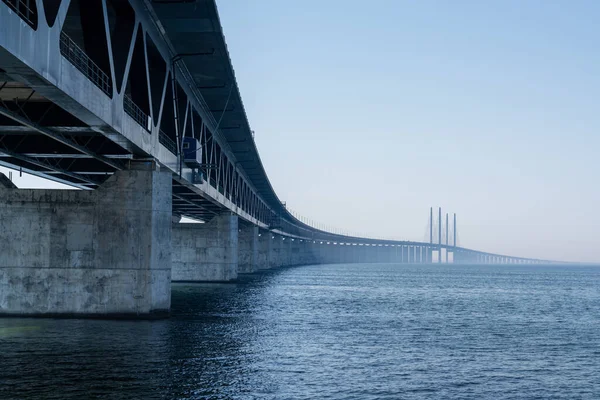 Una Veduta Del Punto Riferimento Oresund Bridge Tra Danimarca Svezia — Foto Stock