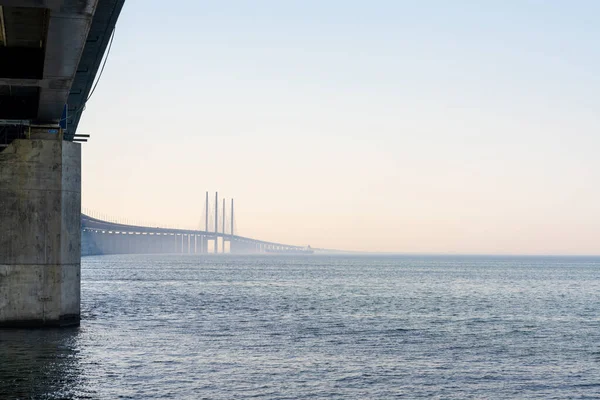 Una Veduta Del Punto Riferimento Oresund Bridge Tra Danimarca Svezia — Foto Stock