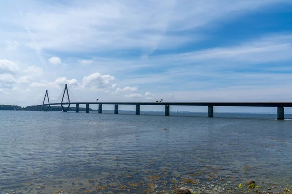 View Faro Bridge Storstrommen Sound Denmark — Stock Fotó
