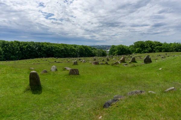 Una Vista Los Terrenos Del Cementerio Lindholm Hills Viking Norte — Foto de Stock