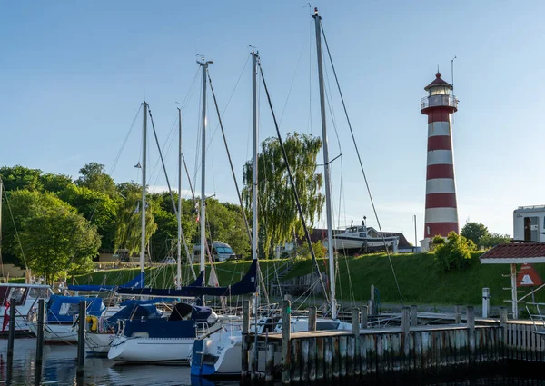 Kongsdal Huse Denmark June 2021 Sailboats Harbor Kongsdal Huve Mariager — Stock fotografie