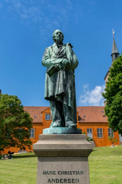 Odense Dinamarca Junho 2021 Estátua Hans Christian Andersen Parque Catedral — Fotografia de Stock