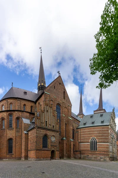 Roskilde Danimarca Giugno 2021 Particolare Veduta Della Storica Cattedrale Luterana — Foto Stock