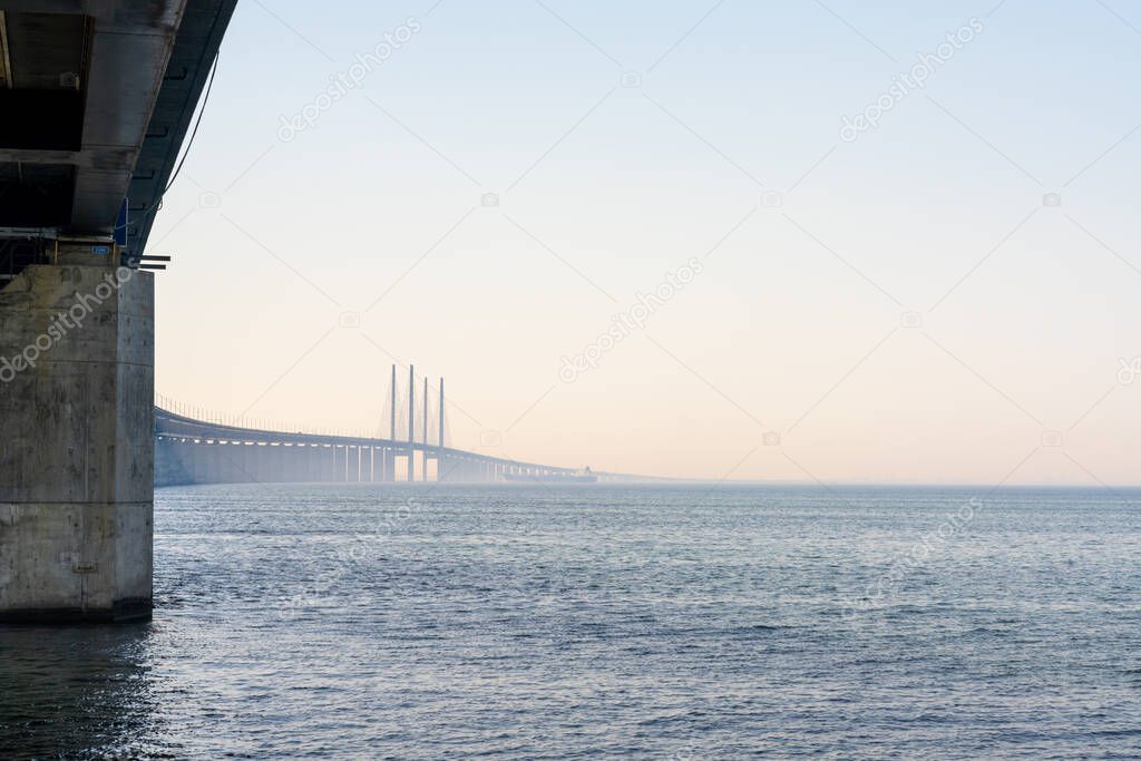 A view of the landmark Oresund Bridge between Denmark and Sweden