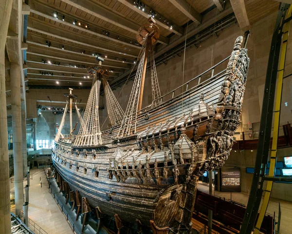 Stockholm, Sweden - 24 June, 2021: view of the 17-th century Vasa warship in the Vasa Museum in Stockholm Royalty Free Stock Images