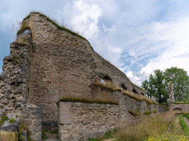 Alvastra, İsveç - 20 Haziran 2021: Güney İsveç 'teki Alvastra Abbey harabelerinin manzarası