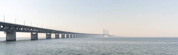 Danimarka Sveç Arasındaki Öresund Köprüsünün Manzarası — Stok fotoğraf