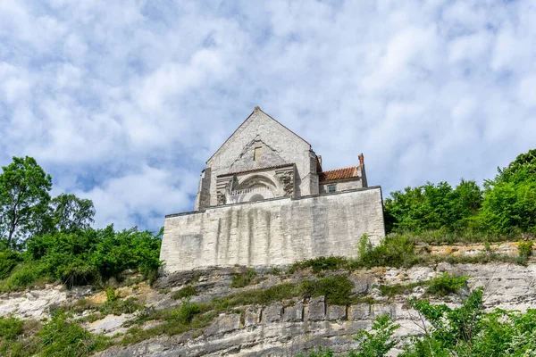 View Church Hojerup Top White Chalkstone Cliffs Stevns Klint — Stock Photo, Image