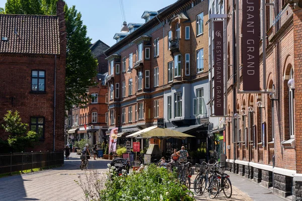 Odense Dinamarca Junio 2021 Vista Del Pintoresco Concurrido Centro Histórico — Foto de Stock